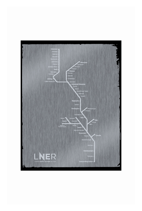 LNER Metal Poster with Embossed Route